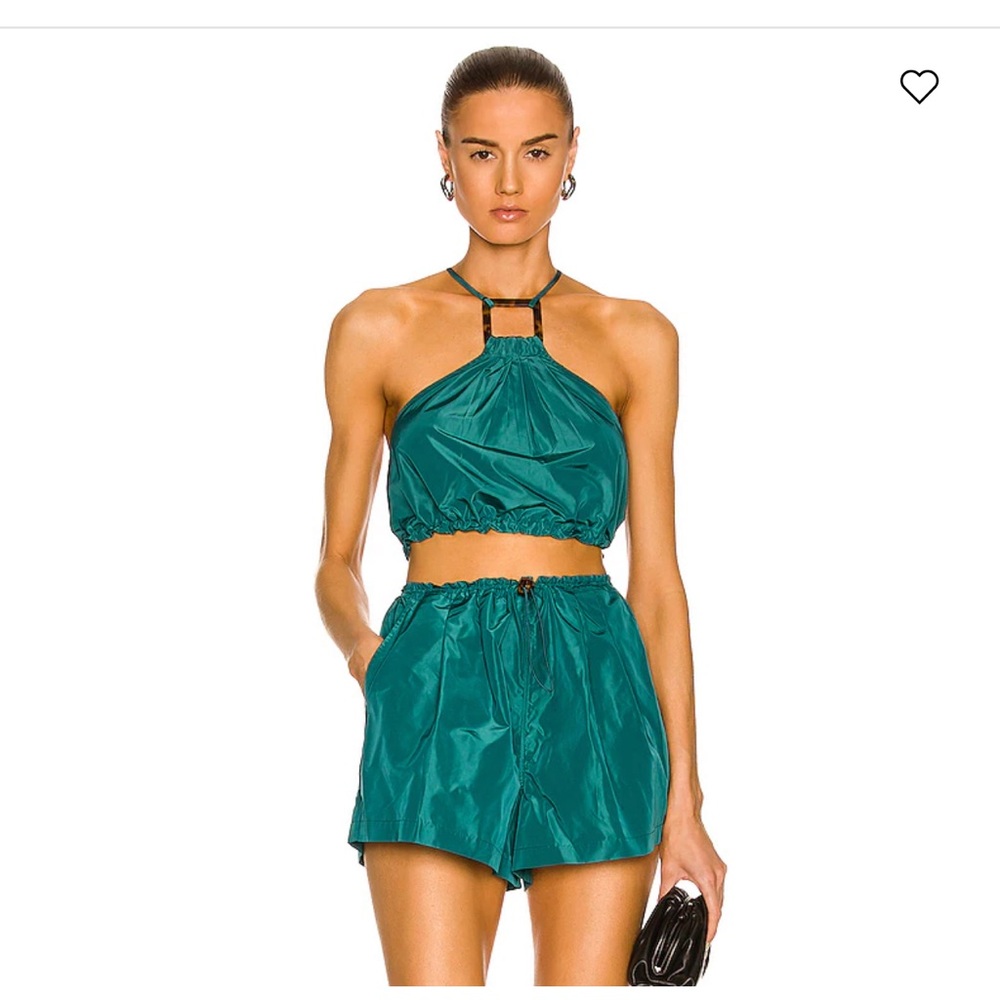 STAUD Oleandri Top - teal/turquoise crop top